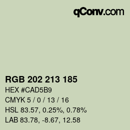 Color code: RGB 202 213 185 | qconv.com