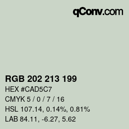 カラーコード: RGB 202 213 199 | qconv.com