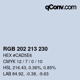 Color code: RGB 202 213 230 | qconv.com