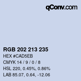 Color code: RGB 202 213 235 | qconv.com