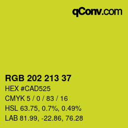 Color code: RGB 202 213 37 | qconv.com