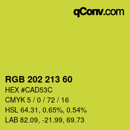 カラーコード: RGB 202 213 60 | qconv.com