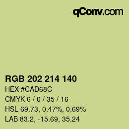 カラーコード: RGB 202 214 140 | qconv.com