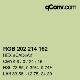 Color code: RGB 202 214 162 | qconv.com