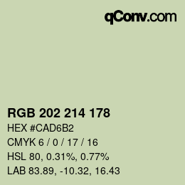 Color code: RGB 202 214 178 | qconv.com