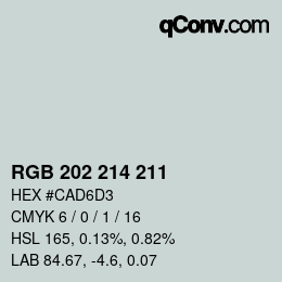 カラーコード: RGB 202 214 211 | qconv.com