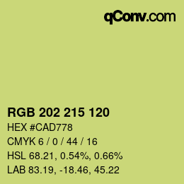 Color code: RGB 202 215 120 | qconv.com