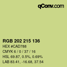カラーコード: RGB 202 215 136 | qconv.com