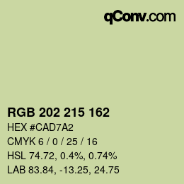 カラーコード: RGB 202 215 162 | qconv.com
