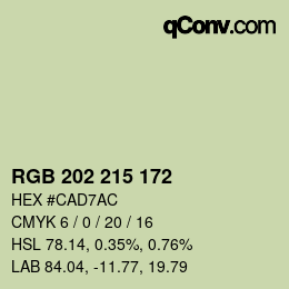 Color code: RGB 202 215 172 | qconv.com