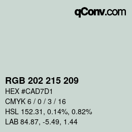 カラーコード: RGB 202 215 209 | qconv.com