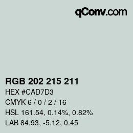 カラーコード: RGB 202 215 211 | qconv.com