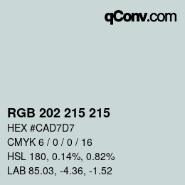 カラーコード: RGB 202 215 215 | qconv.com