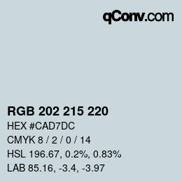 カラーコード: RGB 202 215 220 | qconv.com