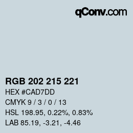 カラーコード: RGB 202 215 221 | qconv.com