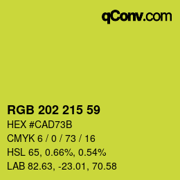 カラーコード: RGB 202 215 59 | qconv.com