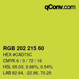 カラーコード: RGB 202 215 60 | qconv.com