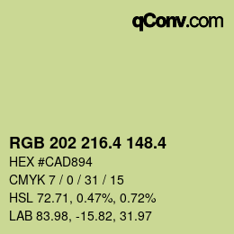カラーコード: RGB 202 216.4 148.4 | qconv.com