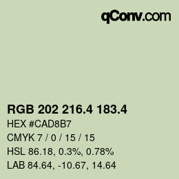 カラーコード: RGB 202 216.4 183.4 | qconv.com