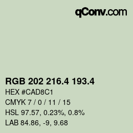 カラーコード: RGB 202 216.4 193.4 | qconv.com