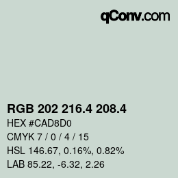 カラーコード: RGB 202 216.4 208.4 | qconv.com