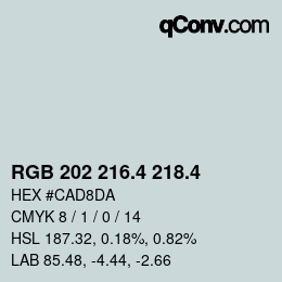 カラーコード: RGB 202 216.4 218.4 | qconv.com