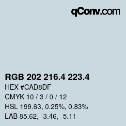 カラーコード: RGB 202 216.4 223.4 | qconv.com
