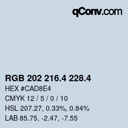 カラーコード: RGB 202 216.4 228.4 | qconv.com