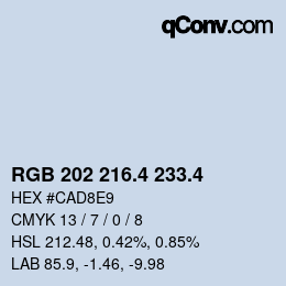 カラーコード: RGB 202 216.4 233.4 | qconv.com