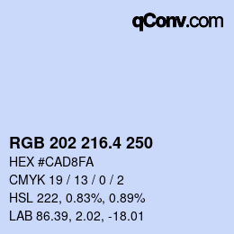 カラーコード: RGB 202 216.4 250 | qconv.com