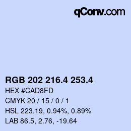 カラーコード: RGB 202 216.4 253.4 | qconv.com