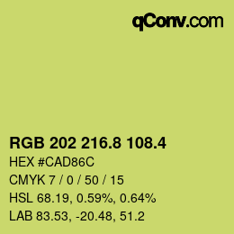 カラーコード: RGB 202 216.8 108.4 | qconv.com