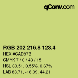 カラーコード: RGB 202 216.8 123.4 | qconv.com