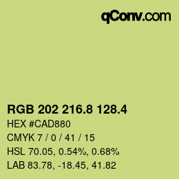 カラーコード: RGB 202 216.8 128.4 | qconv.com
