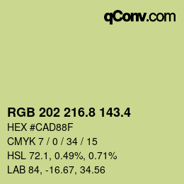 カラーコード: RGB 202 216.8 143.4 | qconv.com