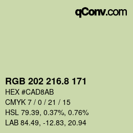 カラーコード: RGB 202 216.8 171 | qconv.com