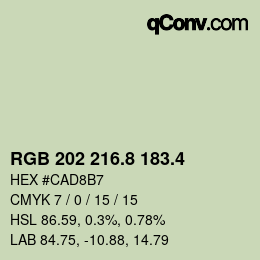 カラーコード: RGB 202 216.8 183.4 | qconv.com