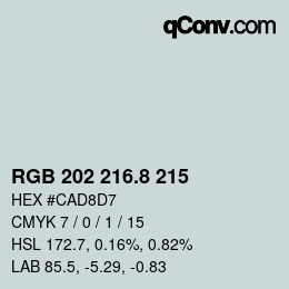 カラーコード: RGB 202 216.8 215 | qconv.com