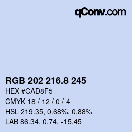 カラーコード: RGB 202 216.8 245 | qconv.com