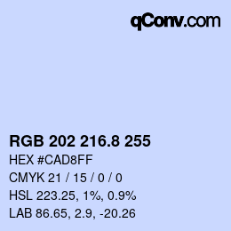 カラーコード: RGB 202 216.8 255 | qconv.com