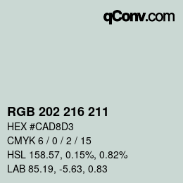 Color code: RGB 202 216 211 | qconv.com