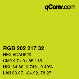 Color code: RGB 202 217 32 | qconv.com