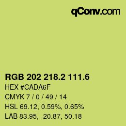 カラーコード: RGB 202 218.2 111.6 | qconv.com