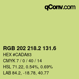 カラーコード: RGB 202 218.2 131.6 | qconv.com