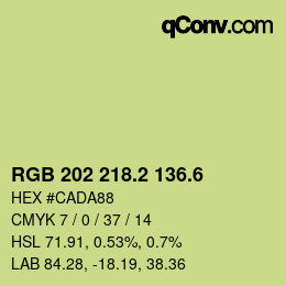 カラーコード: RGB 202 218.2 136.6 | qconv.com