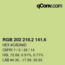 カラーコード: RGB 202 218.2 141.6 | qconv.com