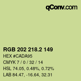 カラーコード: RGB 202 218.2 149 | qconv.com