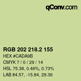カラーコード: RGB 202 218.2 155 | qconv.com