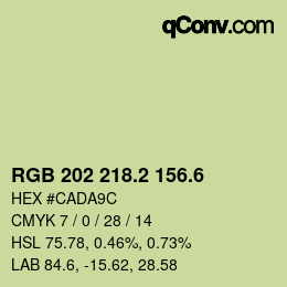 カラーコード: RGB 202 218.2 156.6 | qconv.com