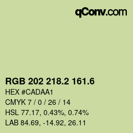 カラーコード: RGB 202 218.2 161.6 | qconv.com